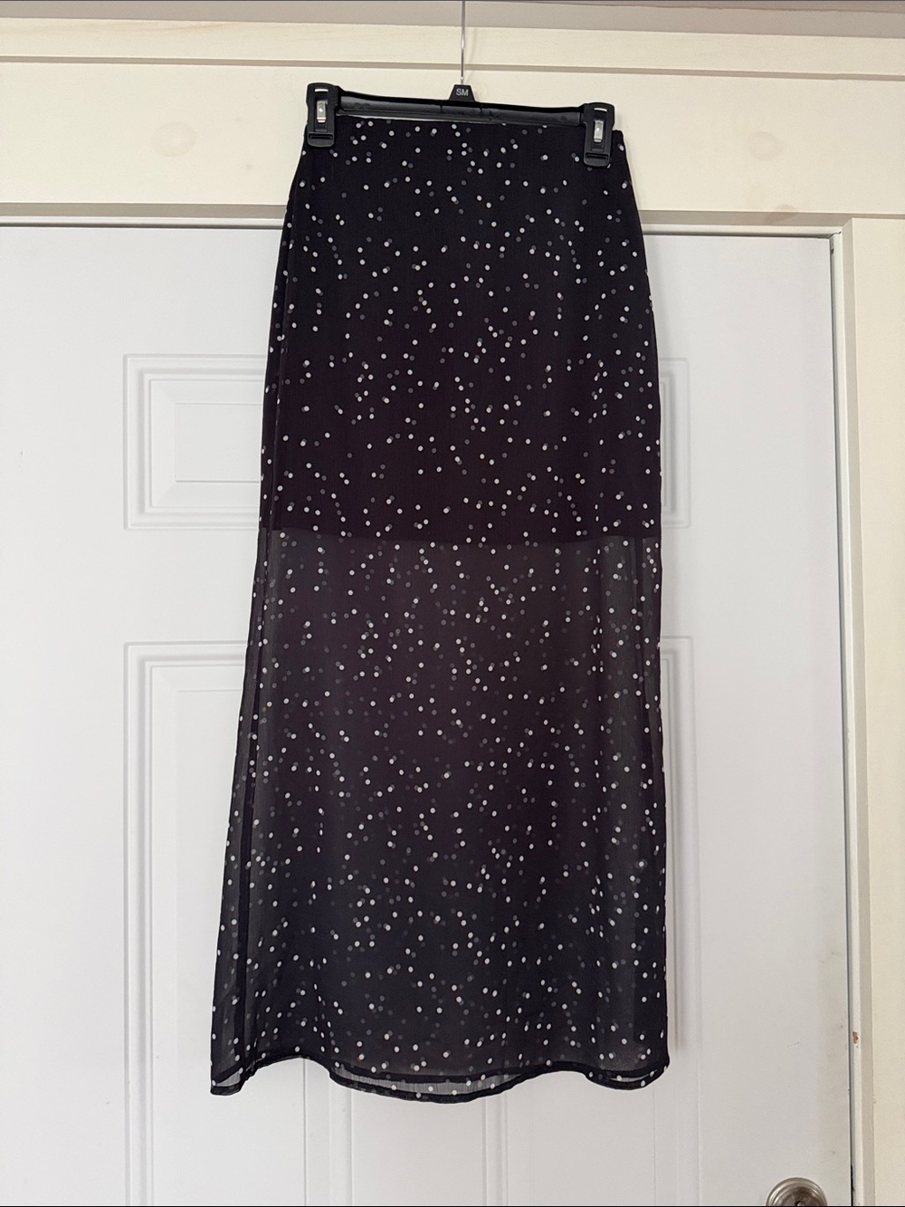 Sage the Label by Anthropologie Black Sheer Polka Dot Maxi Skirt
